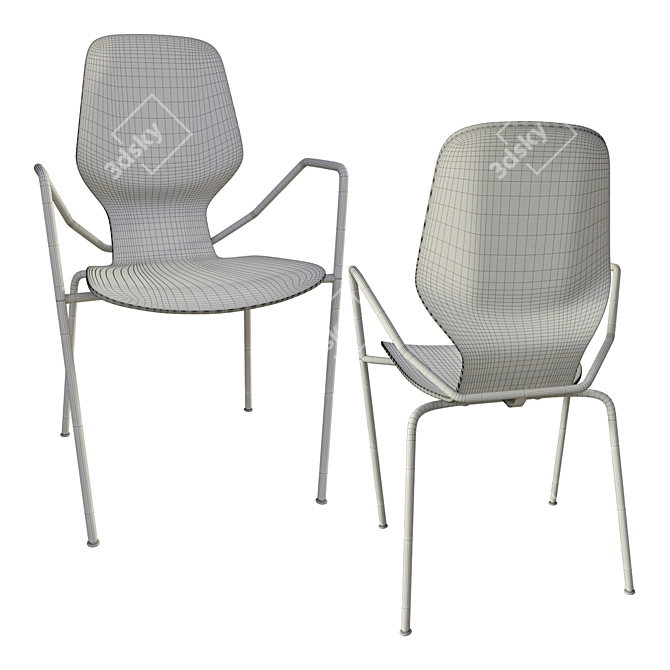 Sleek Prostoria Oblikant Chair: Metal Legs with Armrests 3D model image 6