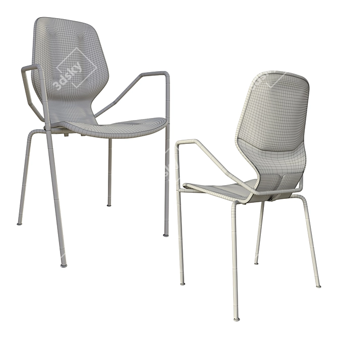 Sleek Prostoria Oblikant Chair: Metal Legs with Armrests 3D model image 7