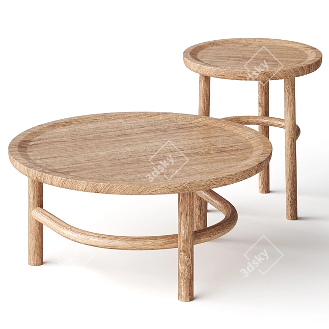 Natural Wood Unam Coffee Tables 3D model image 2