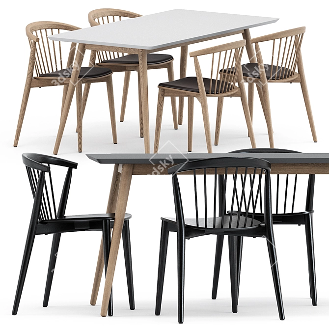 Modern Nordic Dining Set: Newood Light Chair & Tell Dining Table 3D model image 1