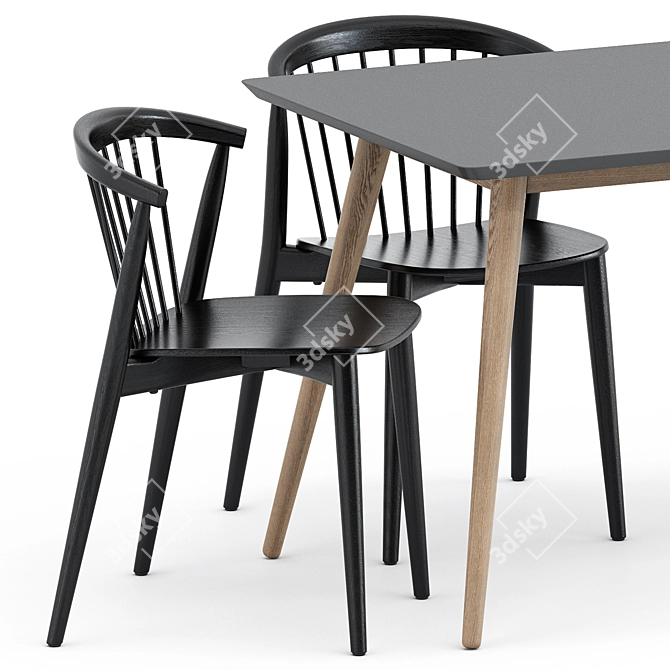 Modern Nordic Dining Set: Newood Light Chair & Tell Dining Table 3D model image 2