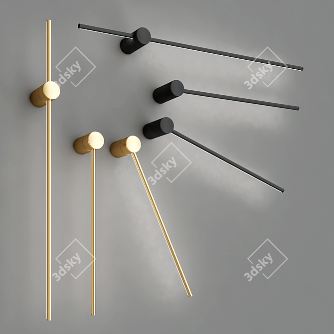 Minimalist Metal LED Wall Lamp 3D model image 2