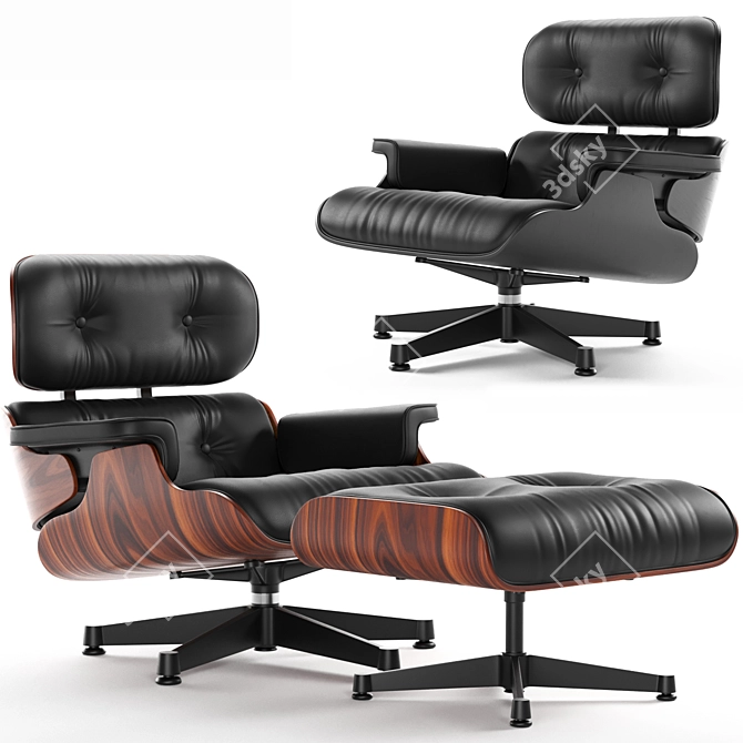 Elegant Eames Lounge Chair & Ottoman 3D model image 1