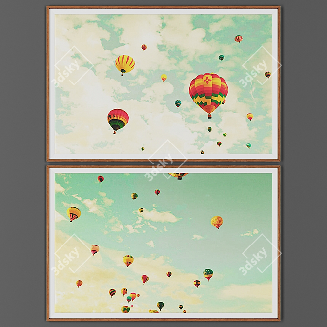 Wooden Frame Picture Set 3D model image 1