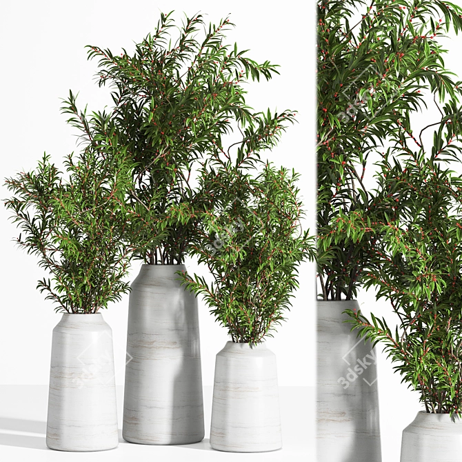 Elegant Gray Branch Pot 3D model image 1