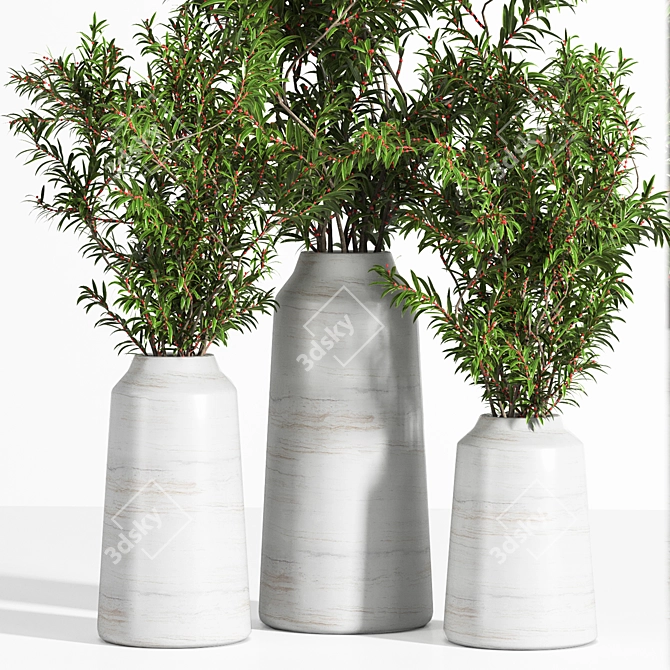 Elegant Gray Branch Pot 3D model image 4