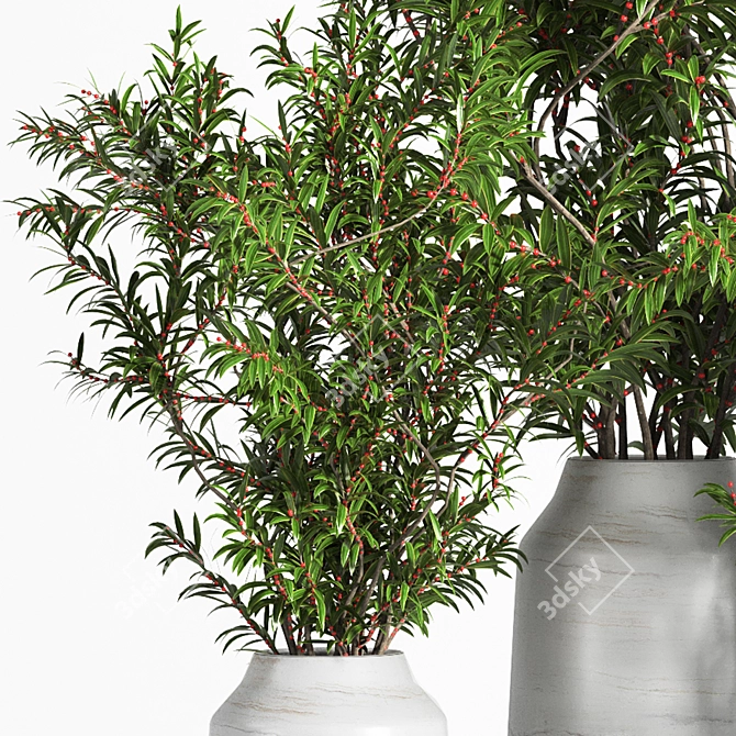 Elegant Gray Branch Pot 3D model image 5