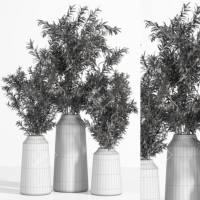 Elegant Gray Branch Pot 3D model image 7