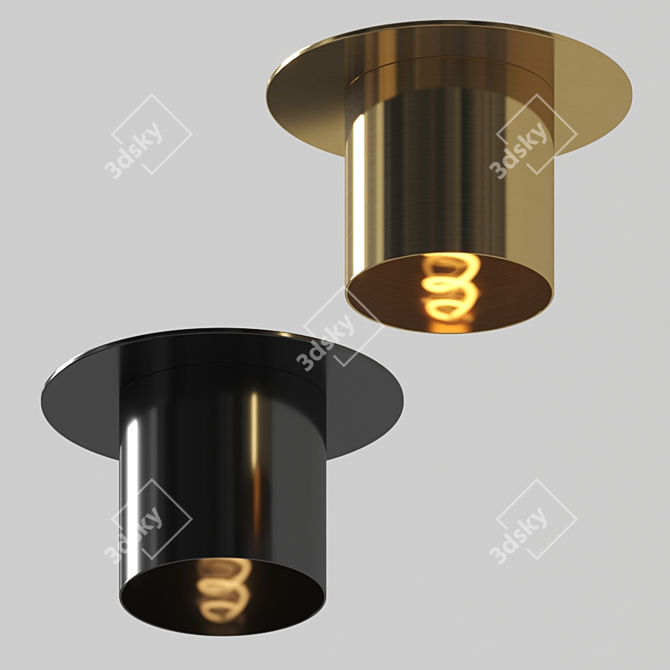 Brass Flush Mount Light: Elegant & Timeless 3D model image 1