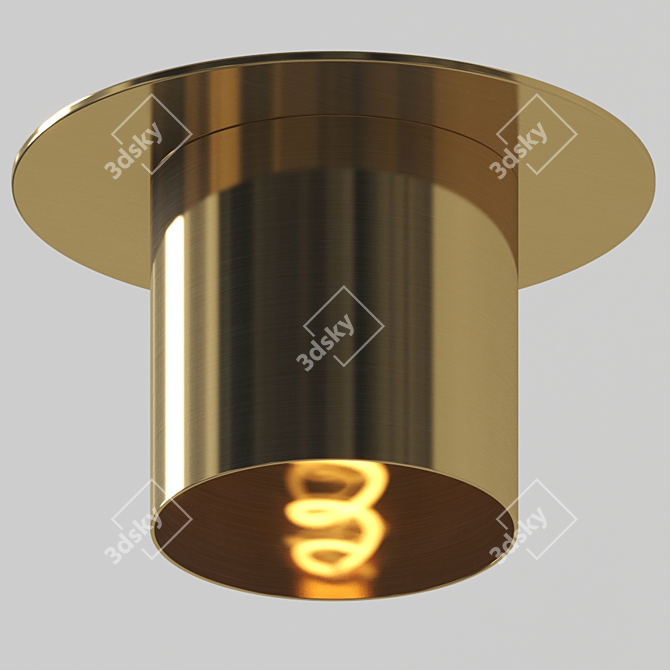 Brass Flush Mount Light: Elegant & Timeless 3D model image 2