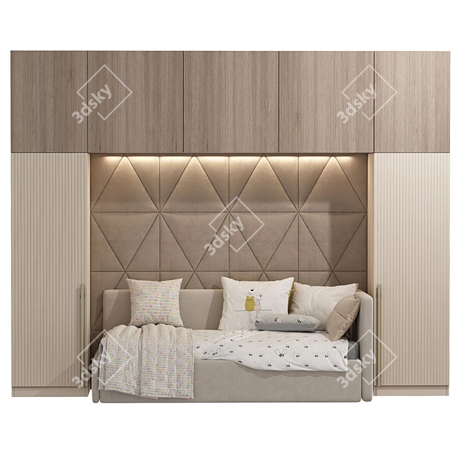Stylish Upholstered Sofa Bed 3D model image 2