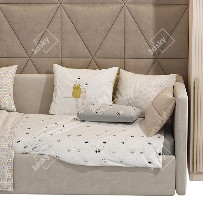 Stylish Upholstered Sofa Bed 3D model image 4