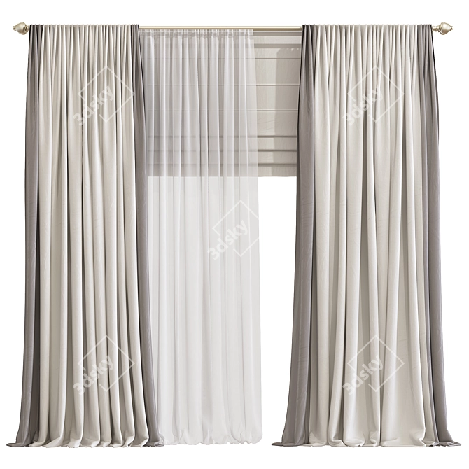 Title: Refined Curtain 866 3D model image 1