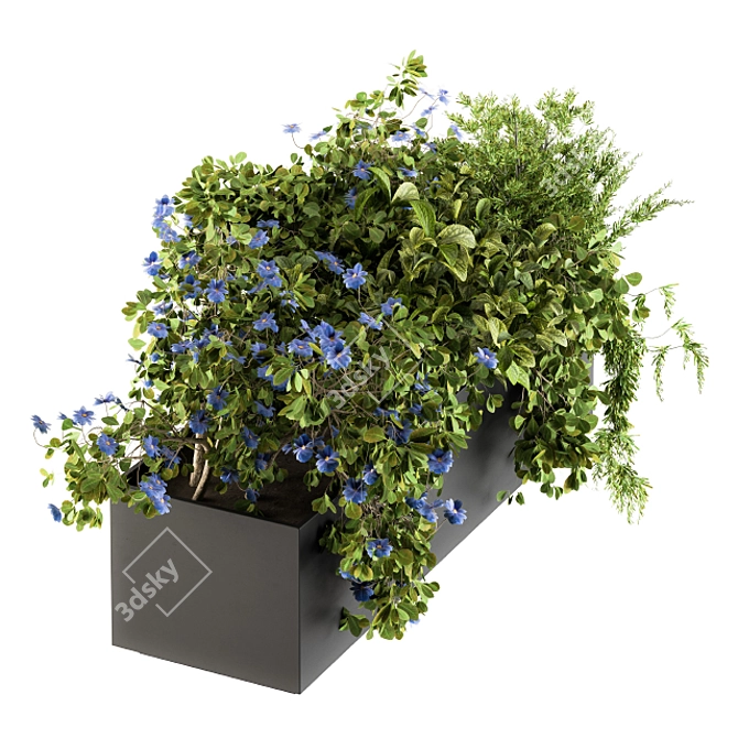 Blue Flower Outdoor Plant Set 3D model image 2