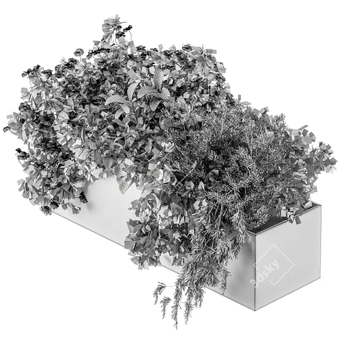 Blue Flower Outdoor Plant Set 3D model image 6