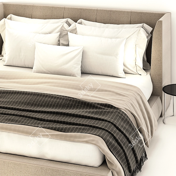 Elegant Ivory Bed: Luxurious and Timeless 3D model image 3