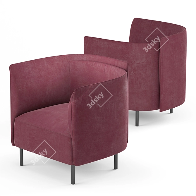 Elegant Hemicycle Armchair 3D model image 5