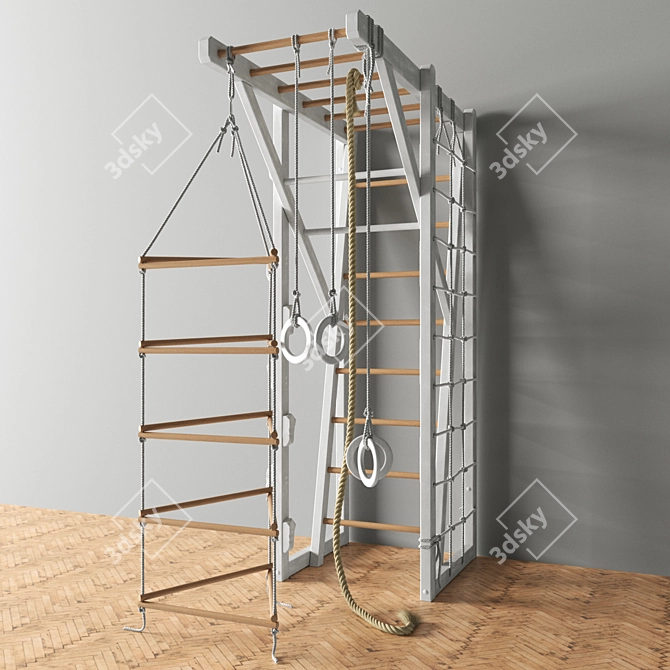 Versatile K-Ladder: Rope, Rings, and Suspended Ladder 3D model image 2