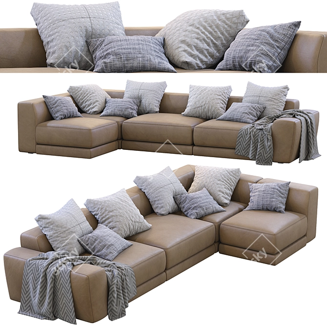 Pasha Leather Sofa: Timeless Elegance by Jesse 3D model image 2