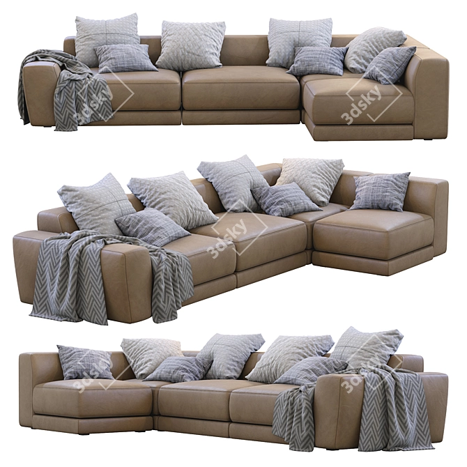 Pasha Leather Sofa: Timeless Elegance by Jesse 3D model image 4