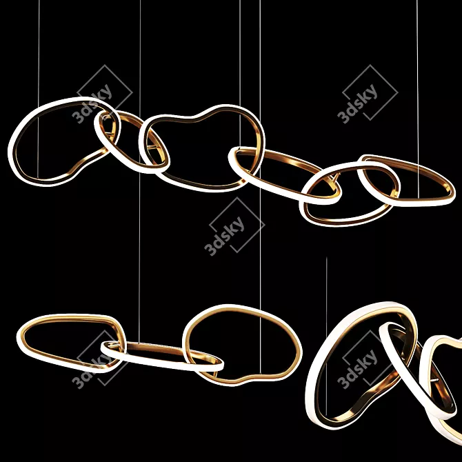 Modern Ring Pendant Lamp: 6 Rings L150cm, 3 Rings L80cm (Aliexpress 103) 3D model image 1