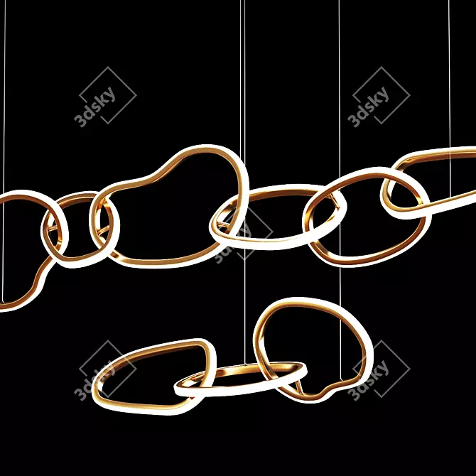 Modern Ring Pendant Lamp: 6 Rings L150cm, 3 Rings L80cm (Aliexpress 103) 3D model image 2