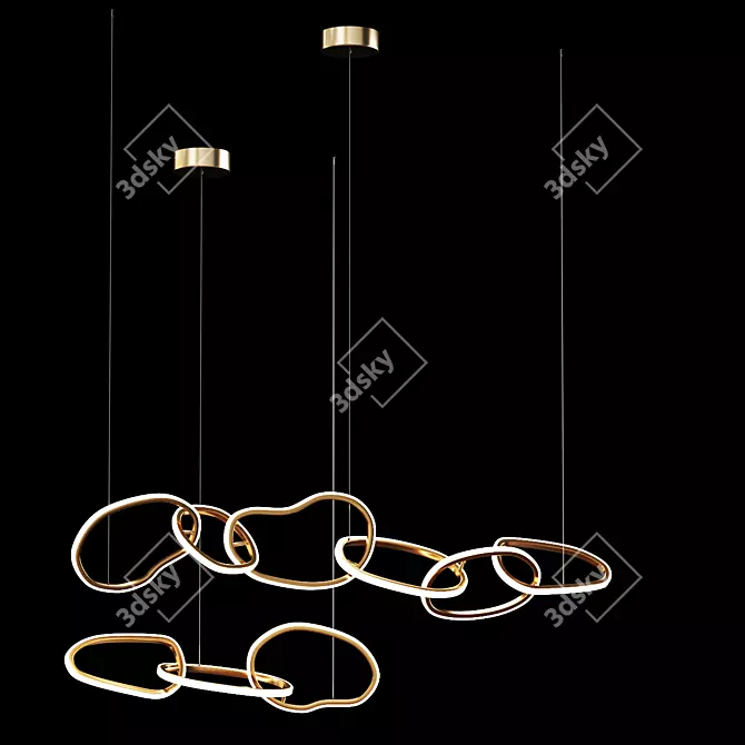 Modern Ring Pendant Lamp: 6 Rings L150cm, 3 Rings L80cm (Aliexpress 103) 3D model image 3