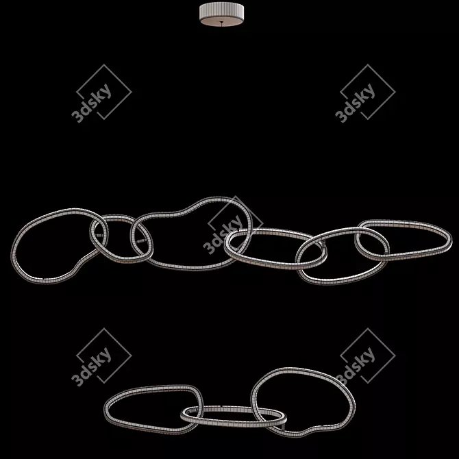 Modern Ring Pendant Lamp: 6 Rings L150cm, 3 Rings L80cm (Aliexpress 103) 3D model image 4