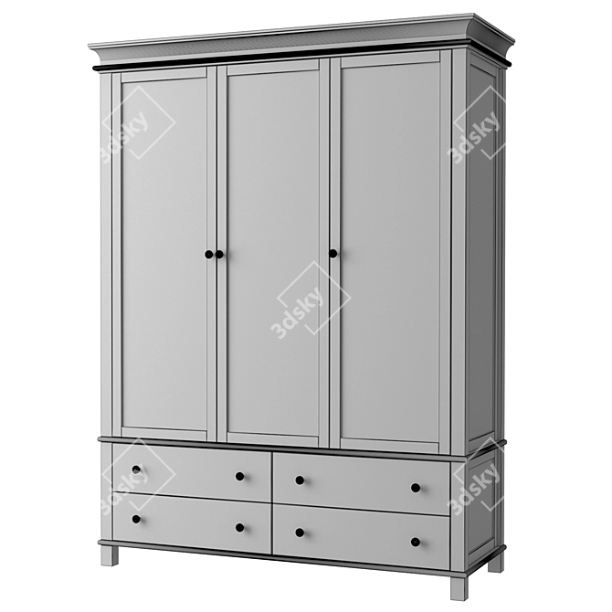 Jules Verne Classic Three-Door Wardrobe 3D model image 3