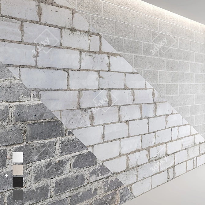 High-Quality Block Wall Set 3D model image 1