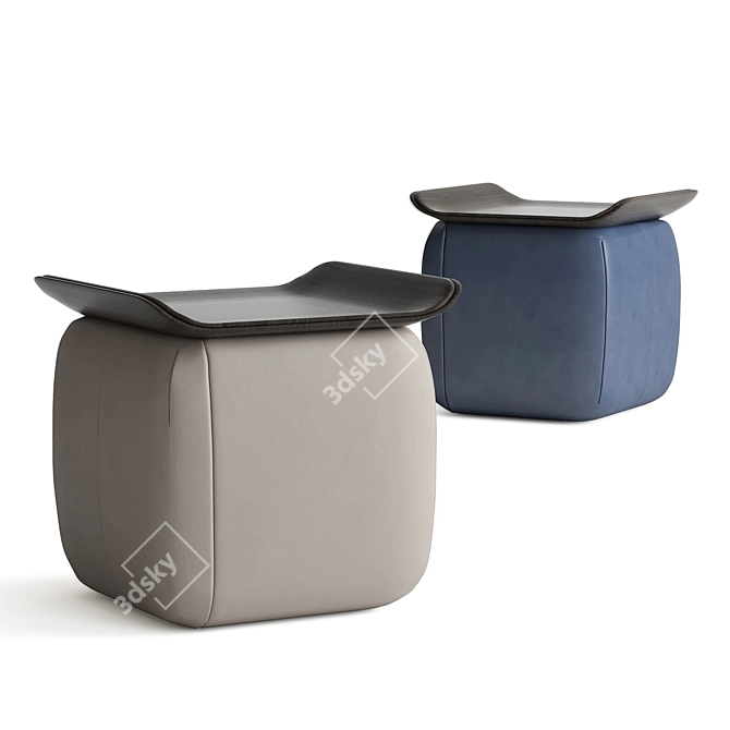 Premium Leather Stool 3D model image 1