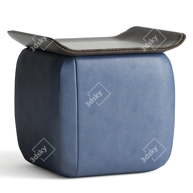 Premium Leather Stool 3D model image 2