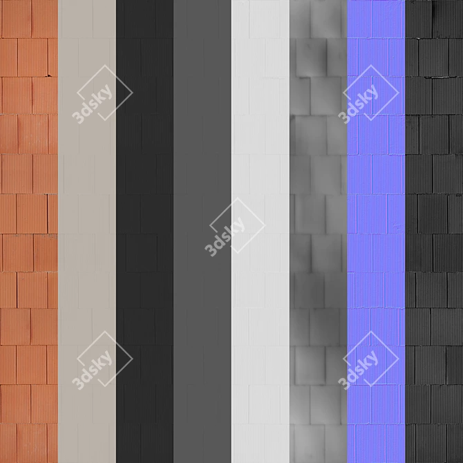 High-Quality Block Wall Set 3D model image 7