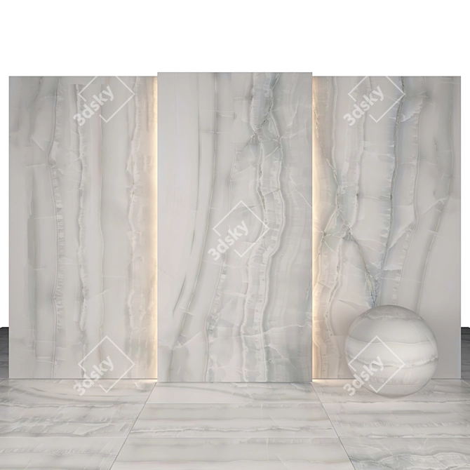 Elegant Akoya Silver Marble Slabs 3D model image 1