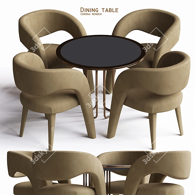 Elegant Corona Render Dining Table 3D model image 1