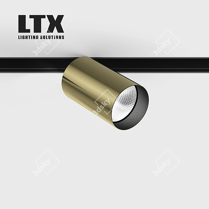 Modern Brass LED Spotlight 3D model image 1