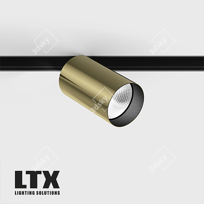 Modern Brass LED Spotlight 3D model image 3