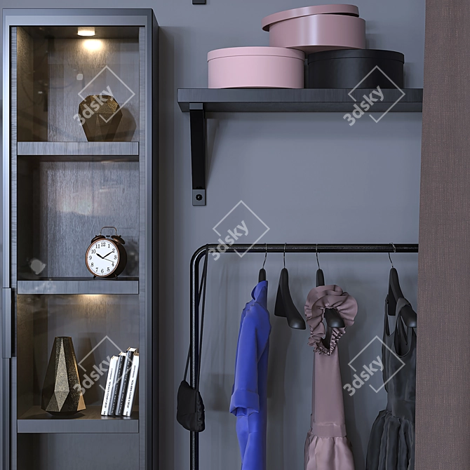 2-Compartment Wardrobe with Editable Poly 3D model image 3