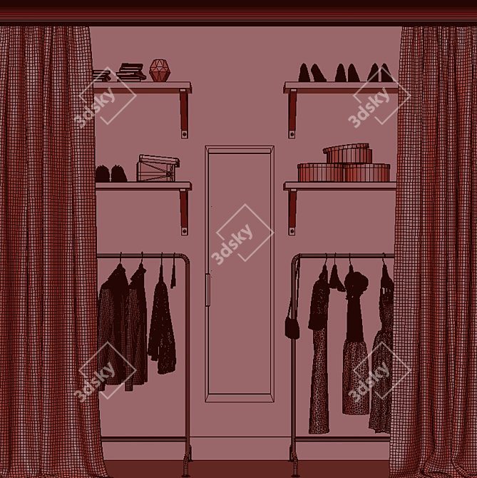 2-Compartment Wardrobe with Editable Poly 3D model image 4