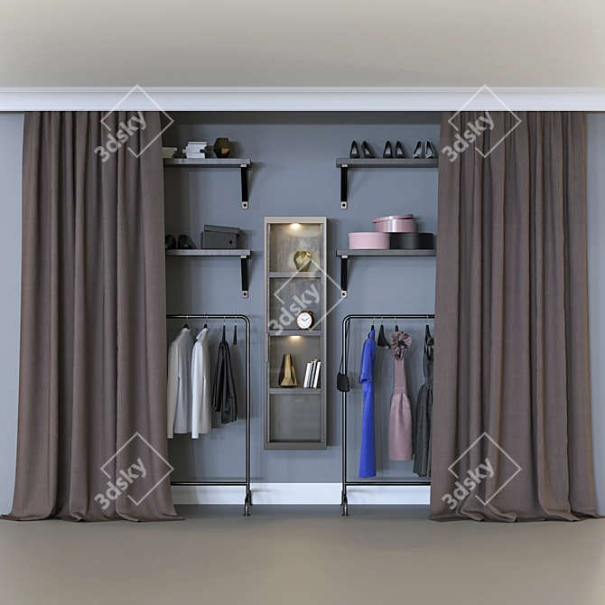 2-Compartment Wardrobe with Editable Poly 3D model image 5