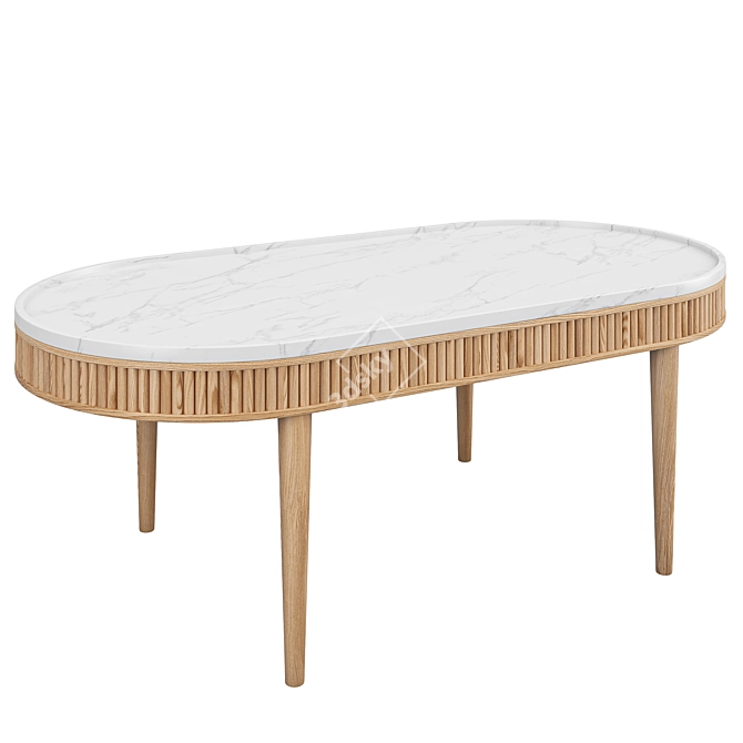 Elegant Oval Kam Ce Kam Coffee Table 3D model image 1