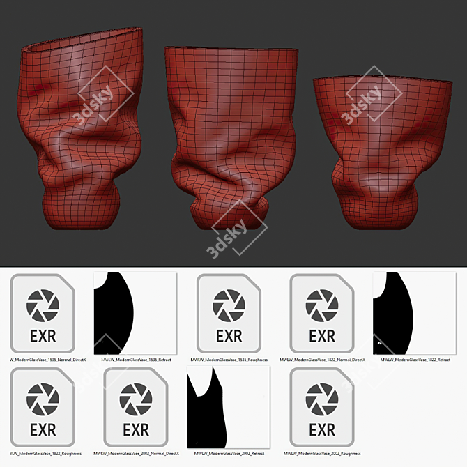 Sleek Black Glass Vases 3D model image 5