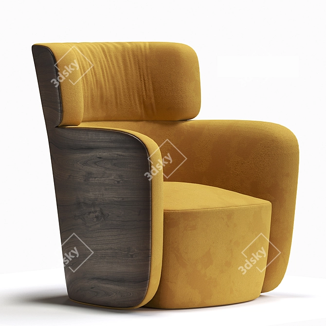 Cozy Yellow Armchair: Soft, High-Back Comfort 3D model image 2