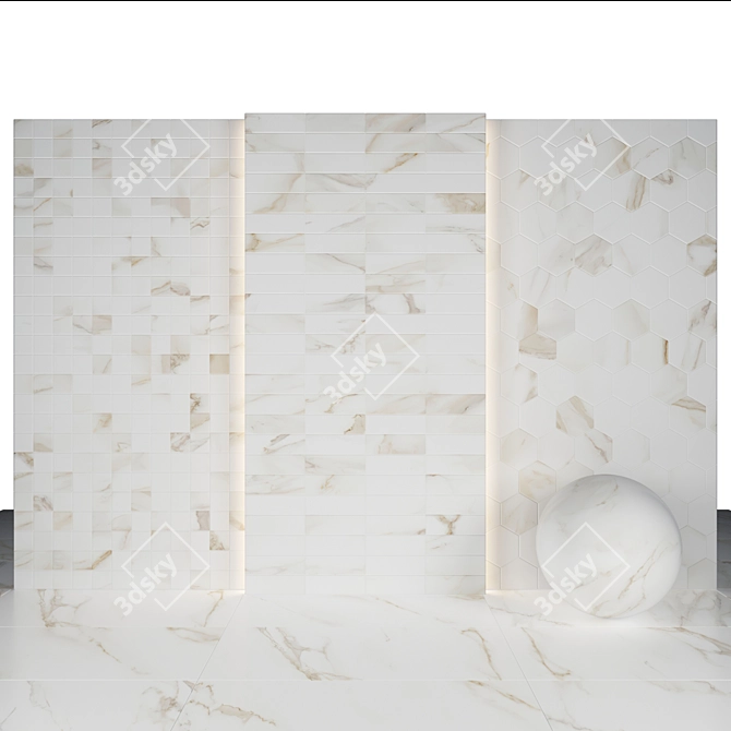 Calacatta Gold Marble Tiles 3D model image 3