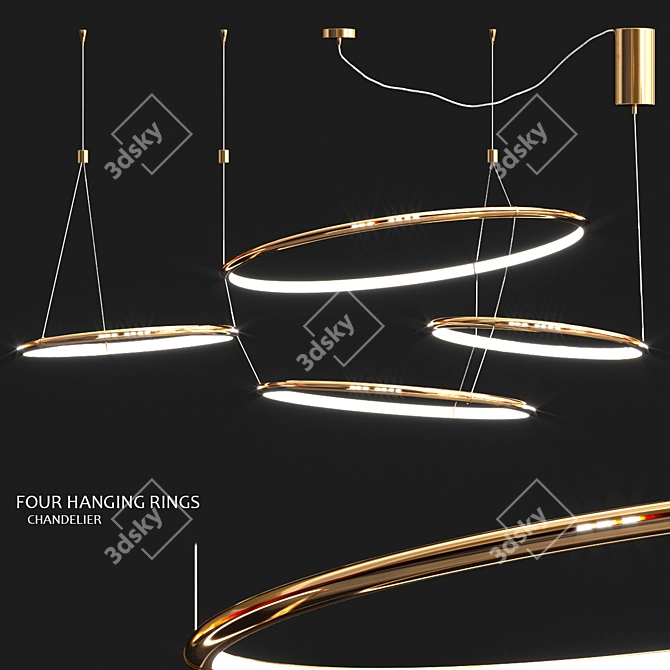 Sleek Halo Ring Chandelier 3D model image 1