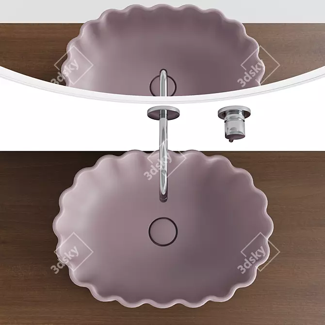 Elegant Conchiglia Washbasin & Atollo Cabinet 3D model image 2