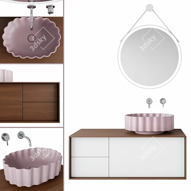 Elegant Conchiglia Washbasin & Atollo Cabinet 3D model image 8