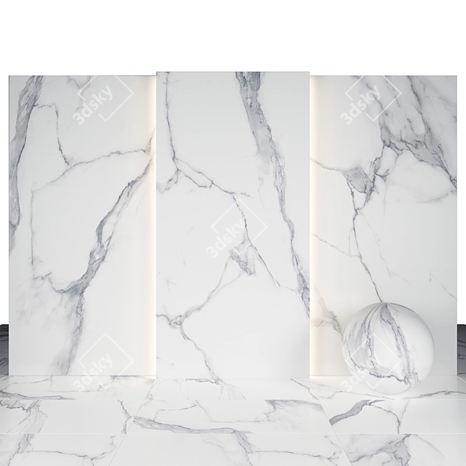 Statuario White Marble: 10 Texture Slabs & Tiles 3D model image 1