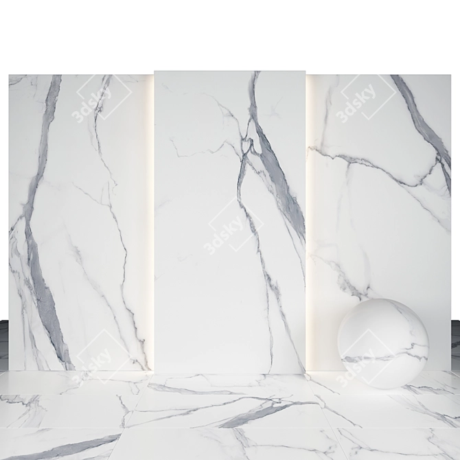 Statuario White Marble: 10 Texture Slabs & Tiles 3D model image 2