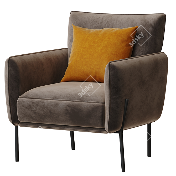 2021 Easton Accent Chair: Sleek Design, Black Legs 3D model image 1